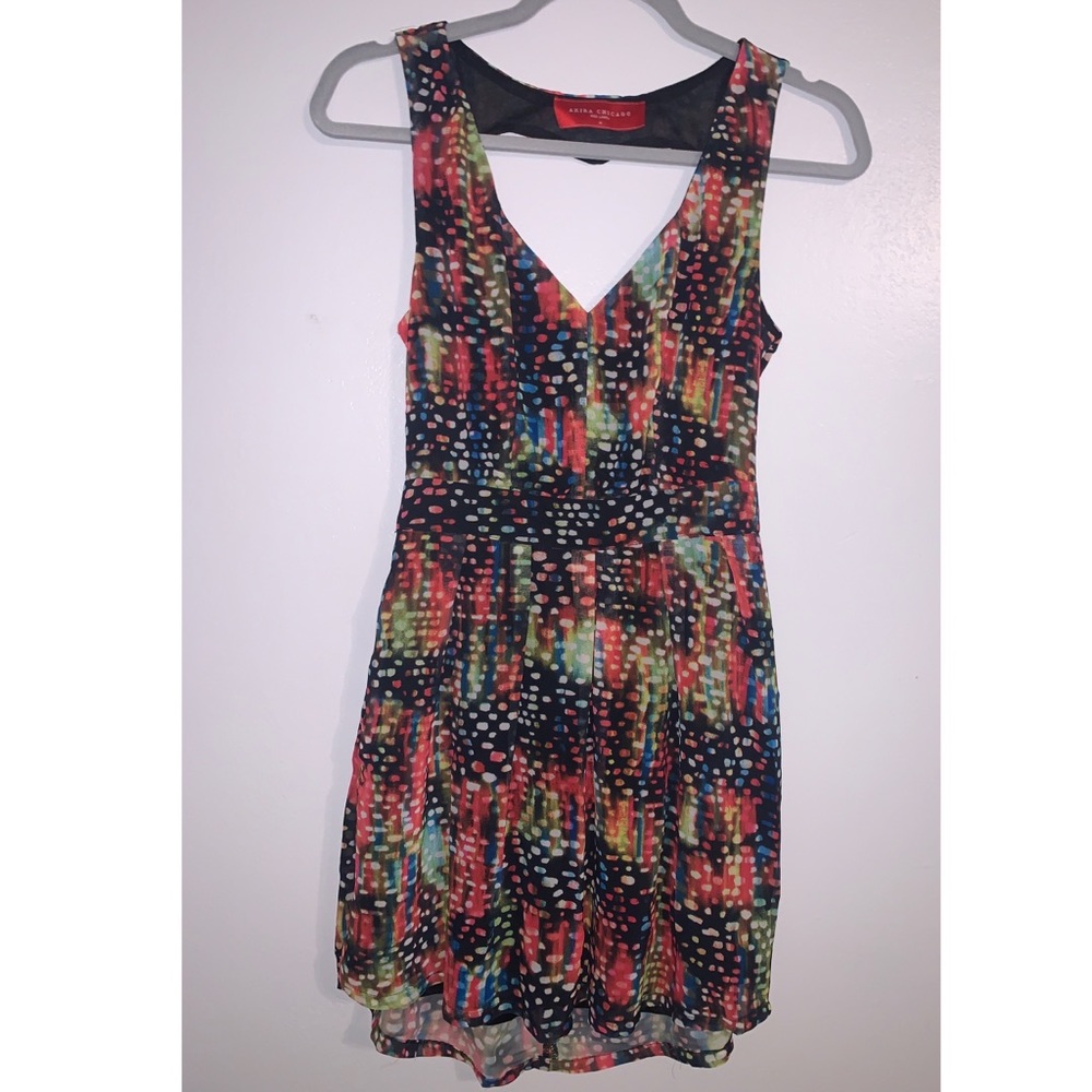 AKIRA Chicago Multi-Color Mini Dress with Heart Cutout - M